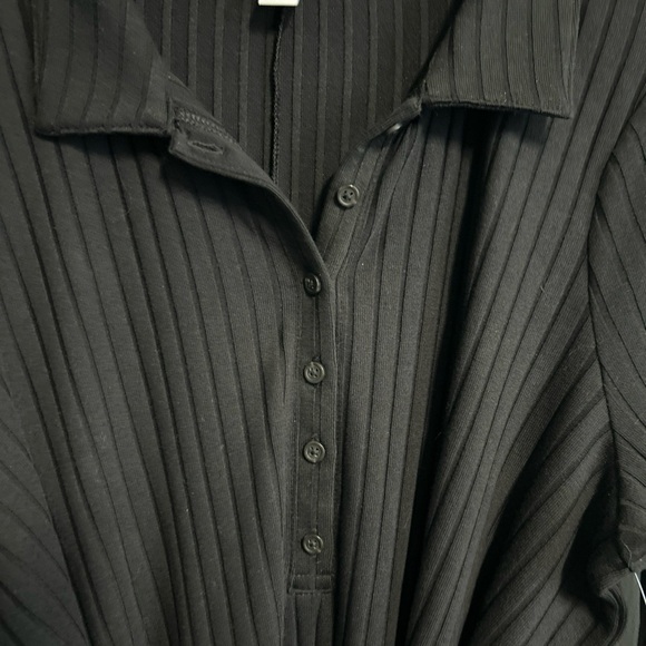 Old Navy Womens XXL Black Ribbed Knit Sweater Dress Long‎ Sleeve Belt 1/4 Button - Picture 5 of 14